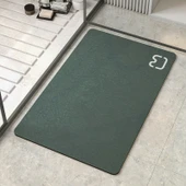 Diyatomit Kaymaz Banyo Paspası 50x80 cm - Kedi Kafası Koyu Yeşil - 1