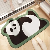 Çizgi Film Desenli Emici Kaymaz Banyo Paspası - 50x80cm Hareketli Panda - 1