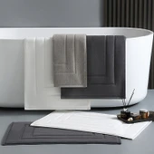 Pamuklu Banyo Paspası - Kaymaz - 50cm x 75cm - Klasik Beyaz 2 - 1