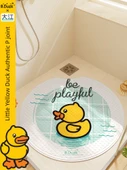 Kaymaz Banyo Paspası - Küçük Sarı Ördek - 60x60 cm - Köpük Banyosu Desenli Yuvarlak - 2