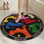 Kaymaz Yuvarlak PVC Banyo Paspası - 65x65cm - Garip Köpek-1 thumbnail 1