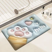 Çizgi Film 3D Banyo Paspası - 50x80cm - Kedi Pati Desenli - 1