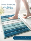 Piyano Tuşları Desenli Kaymaz Tabanlı Banyo Halısı Seti - 45x65 + 45x120 cm - Gri - 2