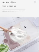 Çizgi Film Desenli Diatomit Banyo Paspası Seti - 40x60 + 50x80cm - Üç Ayı - 6