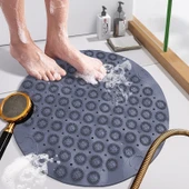 Yuvarlak PVC Kaymaz Banyo Halısı 53cm - Gri - 1