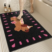 Kaymaz PVC Banyo Paspası - 80x120cm - Krem Yavru Köpek Desenli - 1