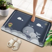 Çizgili Desenli Diatomit Banyo Paspası - 50x80cm Yunuslu Yoyo Dikdörtgen - 1