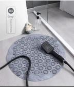 Yuvarlak Kaymaz PVC Banyo Halısı - 53x53cm - Koyu Mavi - 8