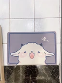 Çizgili Desenli Diatomit Banyo Paspası - 80x120cm Tavşan Ailesi Dikdörtgen thumbnail 9