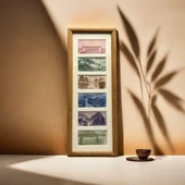 Altılı Ahşap Fotoğraf Çerçevesi - Ceviz Rengi - İki Kutu - 13x32cm - 10