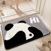 Çizgi Film Desenli Emici Kaymaz Banyo Paspası - 50x80cm Utangaç Küçük Panda - 1