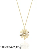 Parlah Yonca Yuvarlak Halka Taşlı Çok Şık 14 Ayar Altın Kolye thumbnail 2