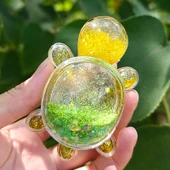 Hareketli Kumlu Kaplumbağa - Küçük Altın Kaplumbağa Zümrüt Yeşili - Plastik Kutulu - 1