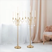 Roma Sütunu Metal Şamdan Düğün Dekorasyonu - Şamdan 1 Çift thumbnail 1