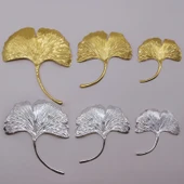 Reçine Duvar Dekoru - Altın Küçük Ginkgo Yaprağı 5'li Paket - 4