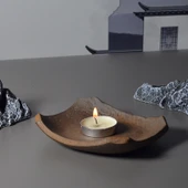 Retro Seramik Karo Desenli Mumluk - Çin Zen Stili - 1 Mumlu thumbnail 9