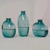 Mini Hidroponik Cam Vazo - Zen Mavi Üçlü Set - 1