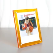 Şeffaf Akrilik Fotoğraf Çerçevesi - Canlı Turuncu - Clapper Mini/3 inç Uyumlu - 1