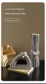 Minimalist Çizgili Seramik Heykelcik Seti - 2 Parça - 9
