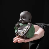 Sevimli Küçük Keşiş Seramik Saksı Figür - Orta Boy - Evime Para - 5