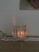 Çiçek Kristal Cam Mumluk Romantik Ev Dekorasyonu - 10 Mum - 5