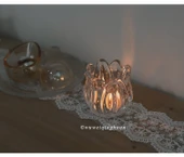 Çiçek Kristal Cam Mumluk Romantik Ev Dekorasyonu - 10 Mum - 12