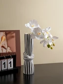 Minimalist Çizgili Seramik Heykelcik Seti - 2 Parça - 2