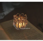 Çiçek Kristal Cam Mumluk Romantik Ev Dekorasyonu - 10 Mum - 9