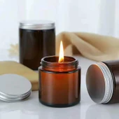 Aromaterapi Mum Cam Kabı - 200g Beyaz + Siyah Kapak - 11