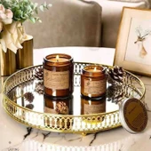 Aromaterapi Mum Cam Kabı - 200g Beyaz + Altın Kapak - 7