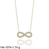 Minik Klasik Tek Sonsuzluk Çok Şık 14 Ayar Altın Kolye thumbnail 2