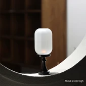 Çin Zen Tarzı Aromaterapi Mumluk Antika Abajur Seramik Çay Odası Işığı - Beyaz - 9