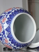 Antika Mavi Beyaz Porselen Çay Saklama Kavanozu - Küçük Sarılma Kavanozu (27cm) - 4