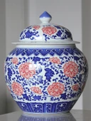 Antika Mavi Beyaz Porselen Çay Saklama Kavanozu - Küçük Sarılma Kavanozu (27cm) - 2