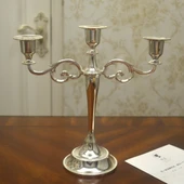 Gümüş Kaplama Modern Şamdan - Üçlü - Bronz - 3