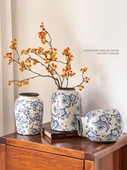 Jingdezhen Buz Çatlağı Mavi Beyaz Porselen Vazo - 3/Şampanya Küçük Gül + (Güçlü Kavanoz) Küçük Boy - 6