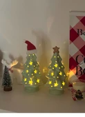 Retro Noel Mumluk - Seramik Yıldız Noel Ağacı Gece Lambası (2 Adet) - 9