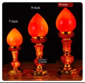 LED Çift Amaçlı Elektrikli Mumluk - Zenginlik Kristalli - 38cm - 9