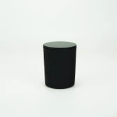 Siyah Cam Mumluk - Parlak Siyah Bardak 7x8.5cm + 75# Parlak Siyah Kapak (Plastik Halka) (200ml) - 7