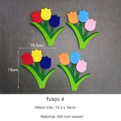 Keçe Kreasyon Çiçek Desenli Şerit - Koyu Mavi - 10 Adet - 3