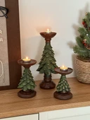 Retro Noel Mumluk - Seramik Yıldız Noel Ağacı Gece Lambası (2 Adet) - 3