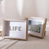 İskandinav Ahşap Fotoğraf Çerçevesi - 6 inç Pleksiglasız - 9158 Ahşap Desenli Beyaz - 8