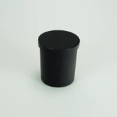 Siyah Cam Mumluk - Parlak Siyah Bardak 7x8.5cm + 75# Parlak Siyah Kapak (Plastik Halka) (200ml) - 1