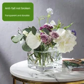 Şeffaf Akrilik Kare Vazo - 15cm - 2'li Paket - 8