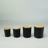 Siyah Cam Mumluk - Parlak Siyah Bardak 7x8.5cm + 75# Parlak Siyah Kapak (Plastik Halka) (200ml) - 3