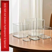 Şeffaf Akrilik Kare Vazo - 15cm - 2'li Paket - 2