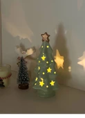 Retro Noel Mumluk - Seramik Yıldız Noel Ağacı Gece Lambası (2 Adet) - 12