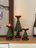 Retro Noel Mumluk - Seramik Yıldız Noel Ağacı Gece Lambası (2 Adet) - 5
