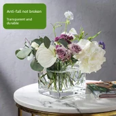 Şeffaf Akrilik Kare Vazo - 15cm - 2'li Paket - 3