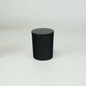 Siyah Cam Mumluk - Parlak Siyah Bardak 7x8.5cm + 75# Parlak Siyah Kapak (Plastik Halka) (200ml) - 5
